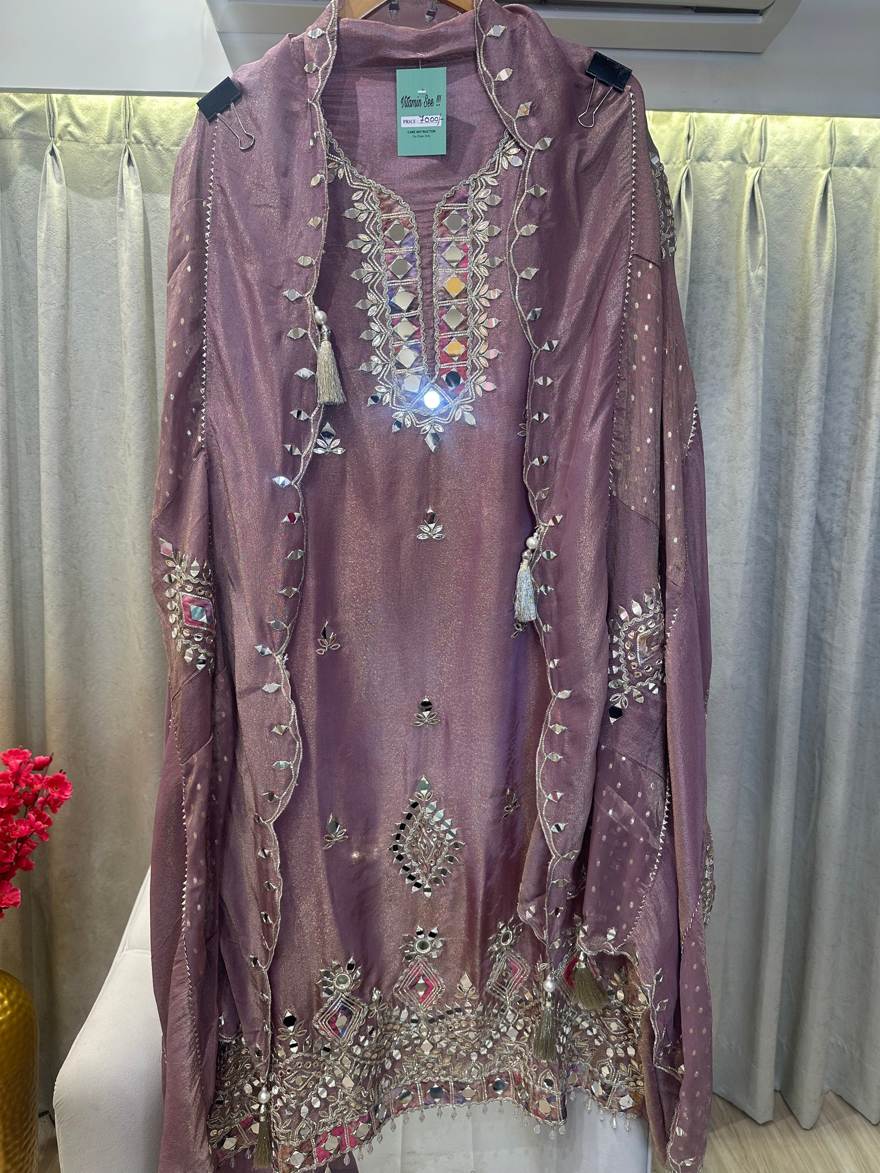 UNSTITCHED PURE TISSUE ORGANZA HANDWORK SUITS.