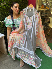 Unstitched pure MULMUL DESIGNER SUITS.