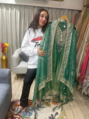 UNSTITCHED PURE SHIMMER SILK HANDWORK SUITS.
