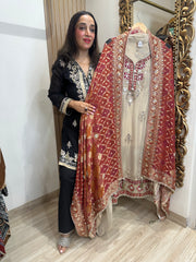 UNSTITCHED PURE TISSUE ORGANZA HANDWORK SUITS.