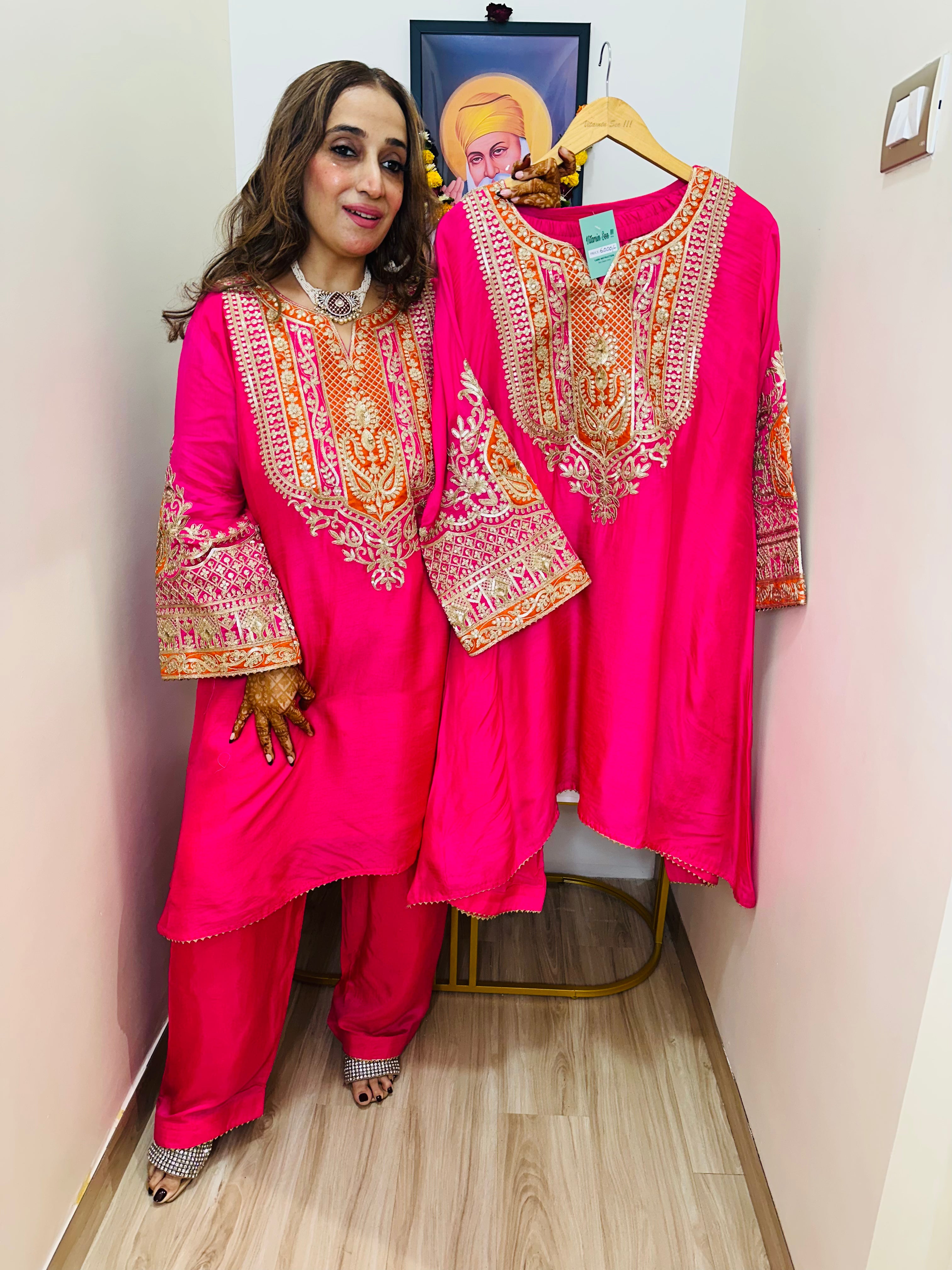 STITCHED PURE SILK ANTIQUE WORK DABKA WORK CHOGA SETS.