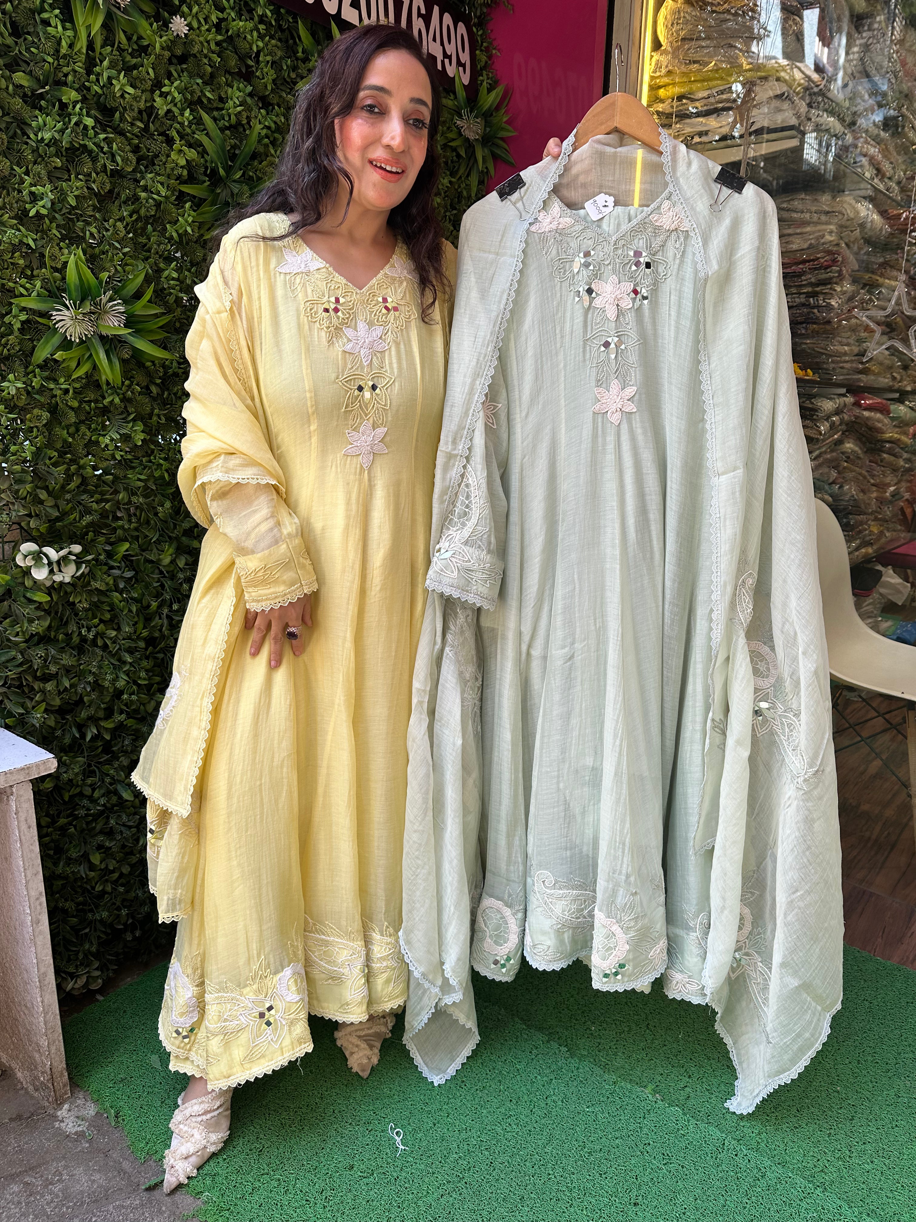 Stitched DESIGNER MULMUL KALIDARS.