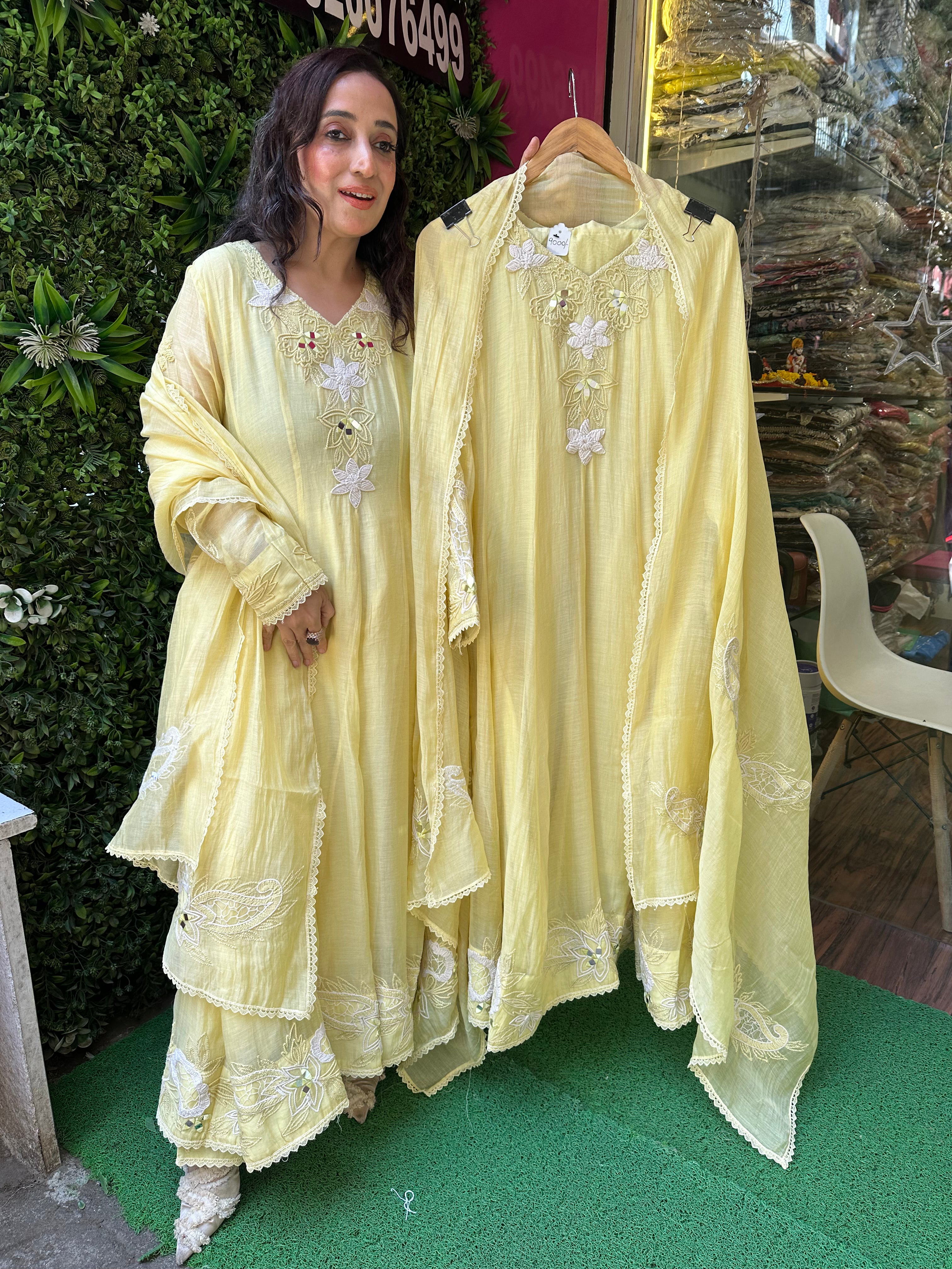 Stitched DESIGNER MULMUL KALIDARS.