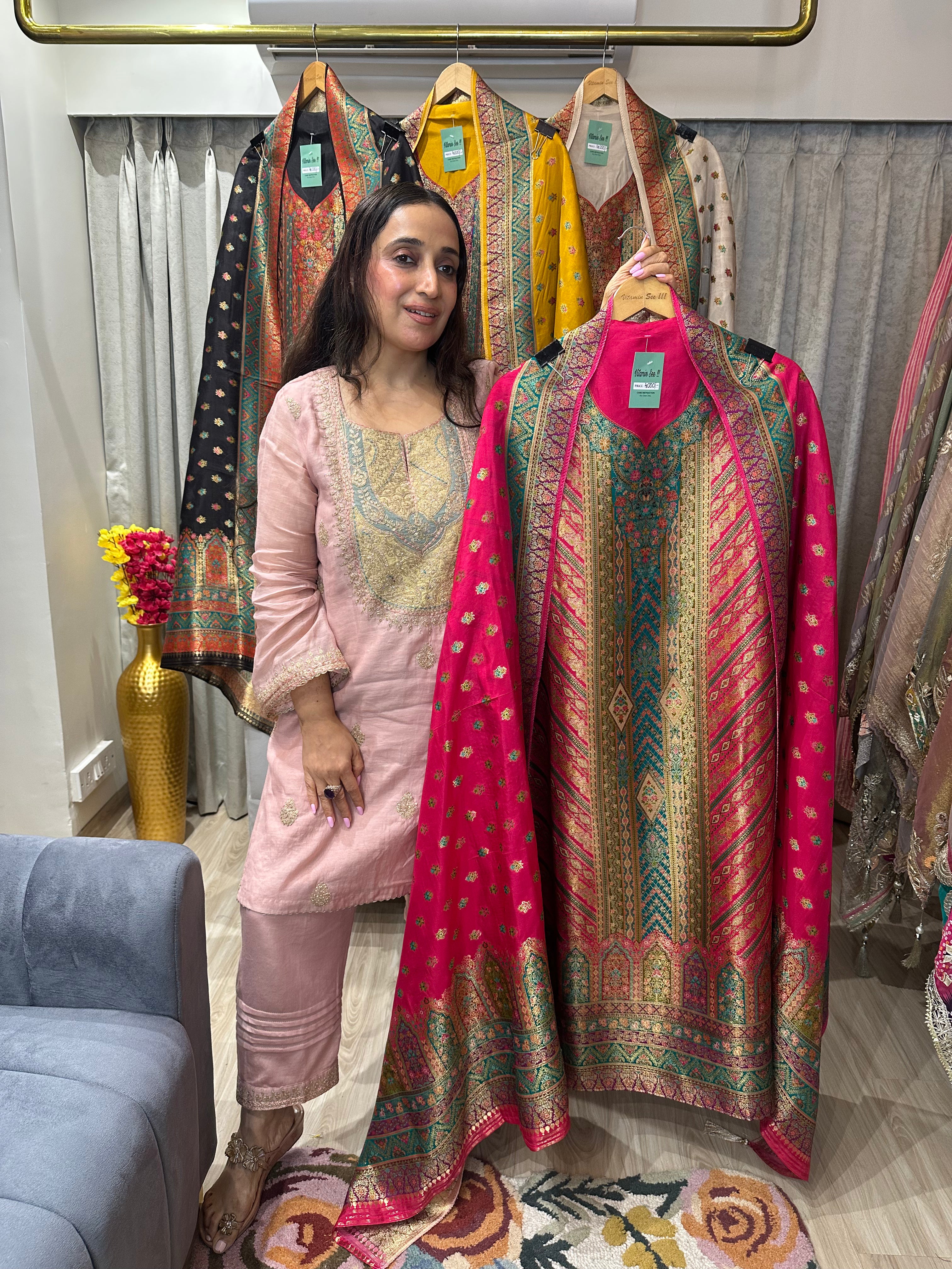 UNSTITCHED PURE OPADA SILK POSITION PRINTING SUITS.
