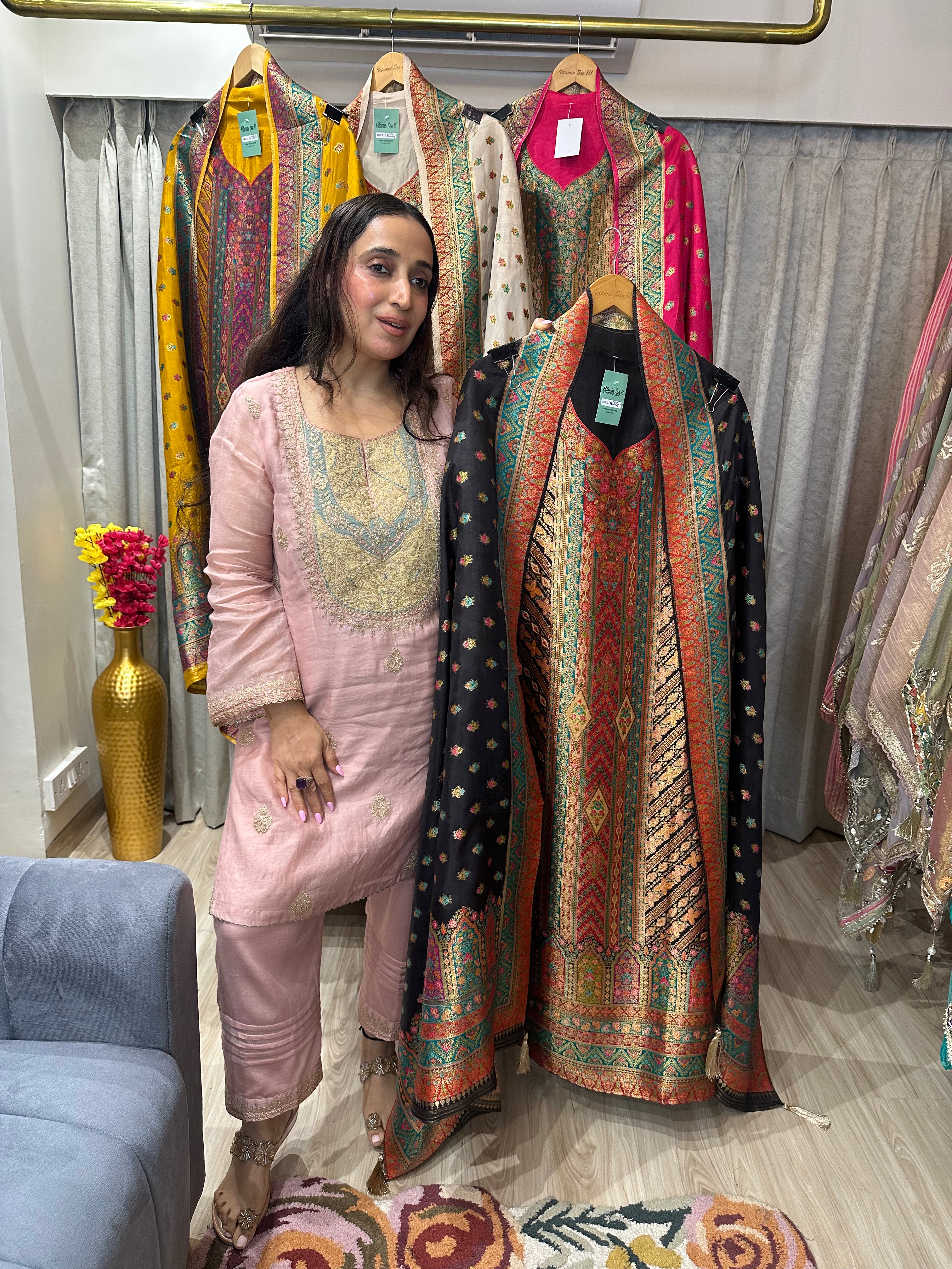 UNSTITCHED PURE OPADA SILK POSITION PRINTING SUITS.