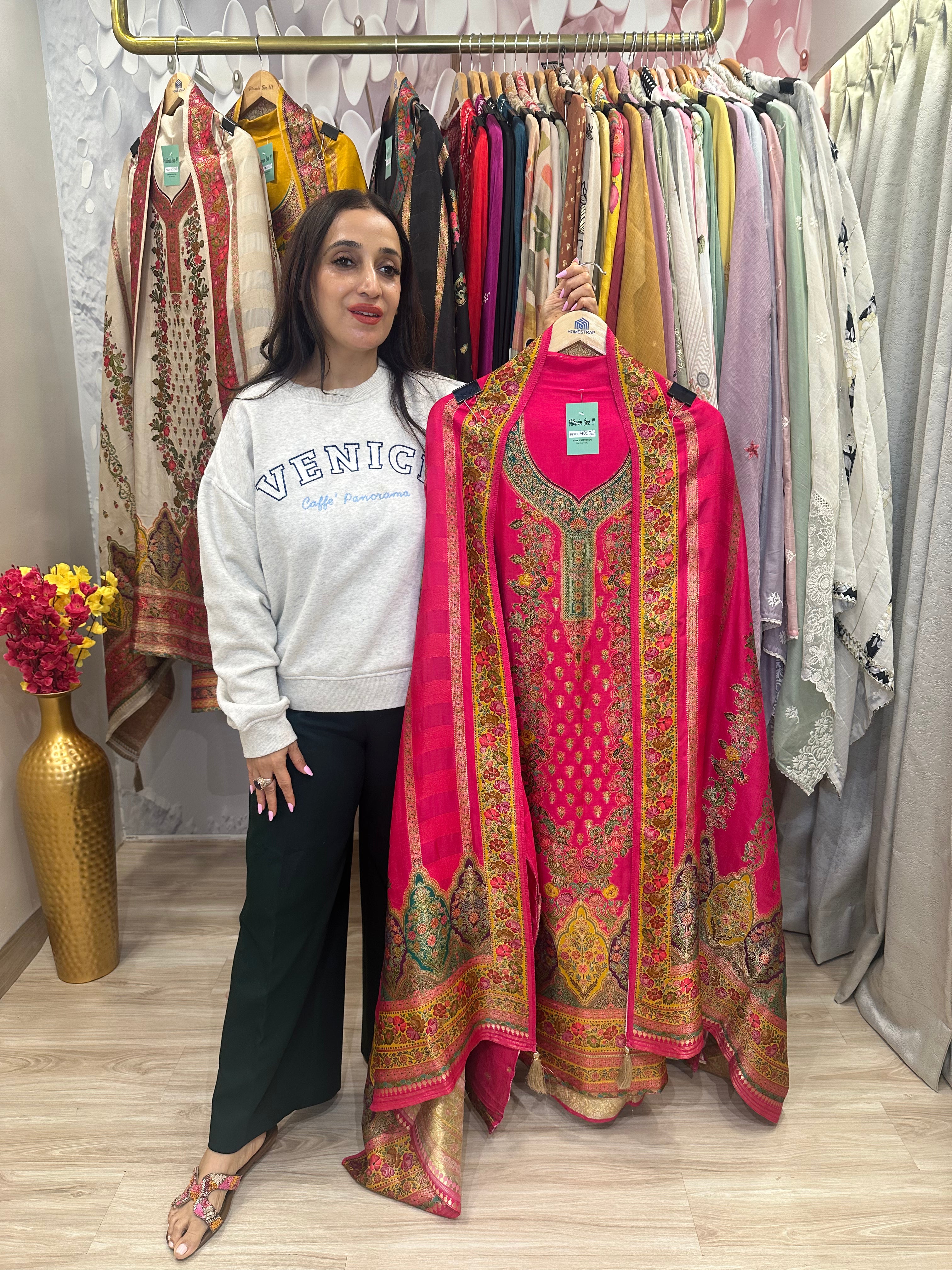 UNSTITCHED PURE OPADA SILK POSITION PRINTING SUITS.