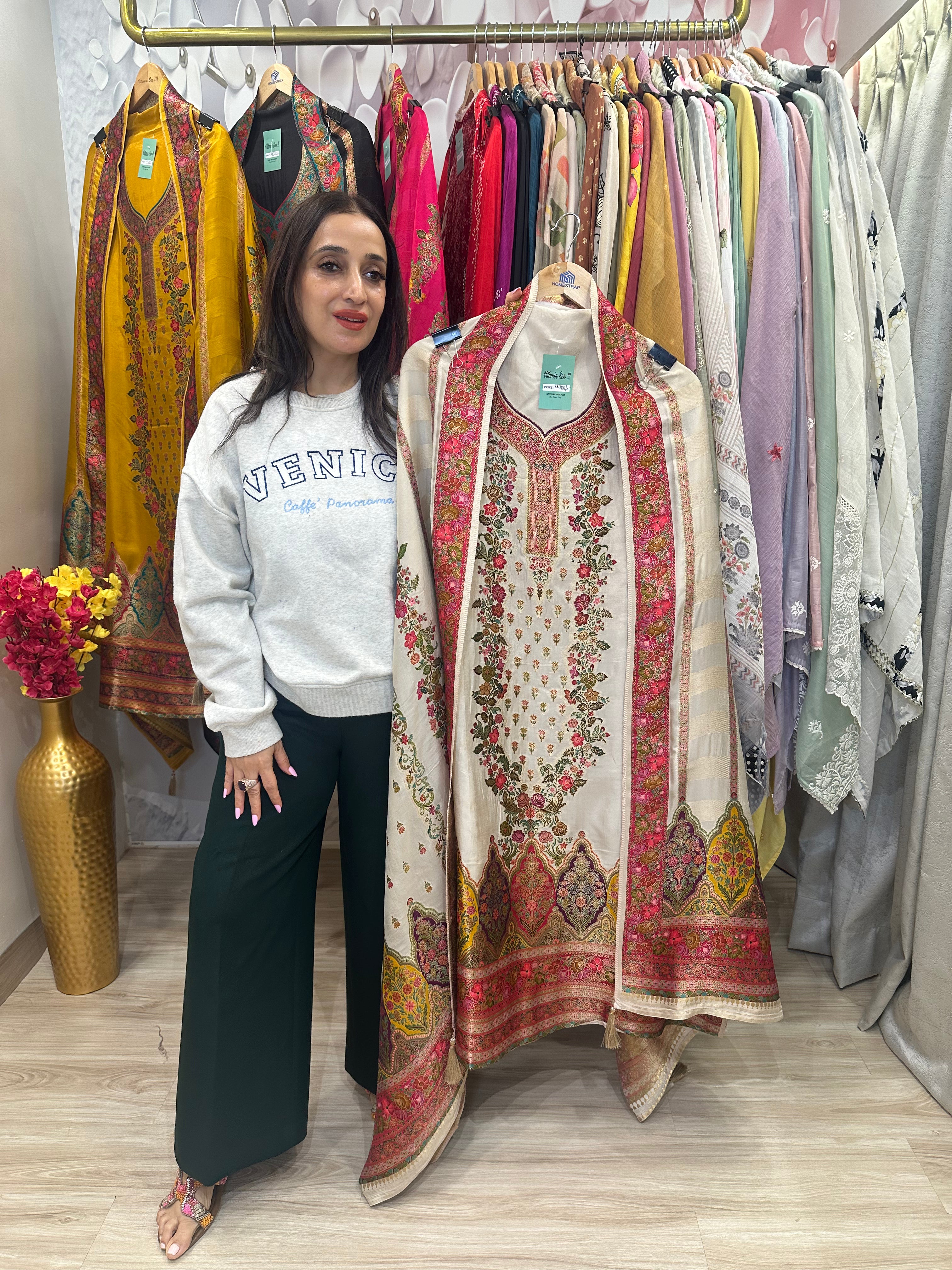 UNSTITCHED PURE OPADA SILK POSITION PRINTING SUITS.