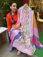 Unstitched PURE MULMUL VINTAGE PRINTING SUITS.