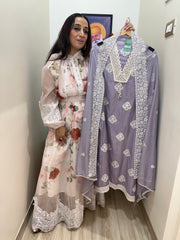 UNSTITCHED PURE MULMUL CHANDERI RESHAM WORK SUITS.