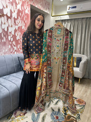 UNSTITCHED PURE TISSUE ORGANZA HANDWORK SUITS.