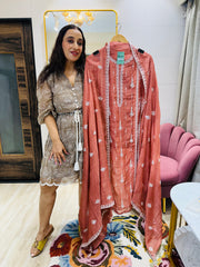 UNSTITCHED PURE MULMUL CHANDERI EMBROIDERED SUITS.