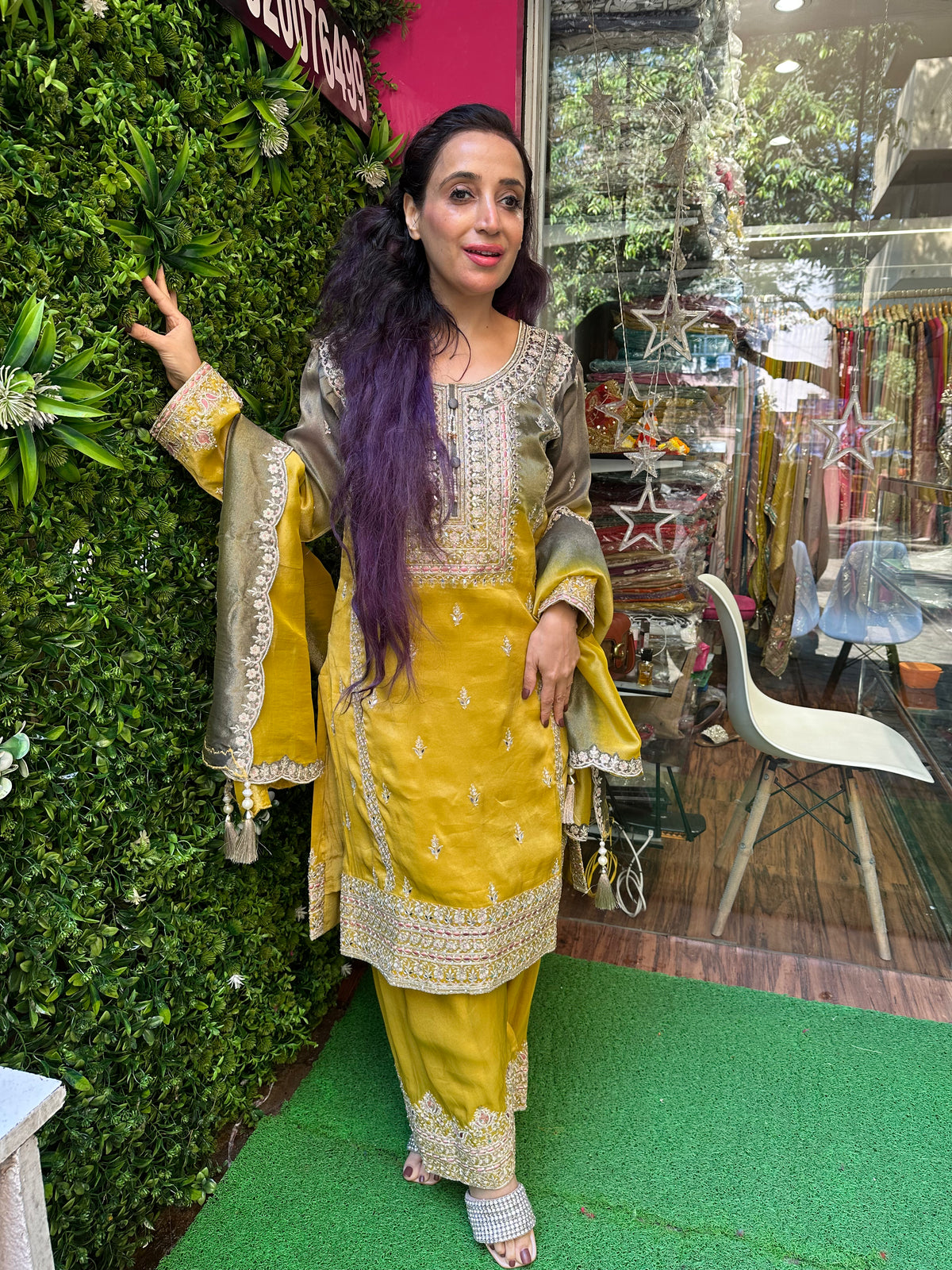 Stitched Pure Shimmer Silk Farshi Jugni Set