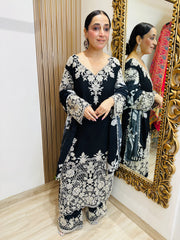 STITCHED PURE CHINON BEAD WORK SUITS.