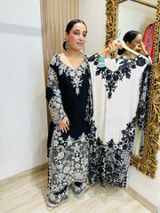 STITCHED PURE CHINON BEAD WORK SUITS.