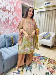 STITCHED PURE TISSUE ORGANZA HANDWORK SUITS.