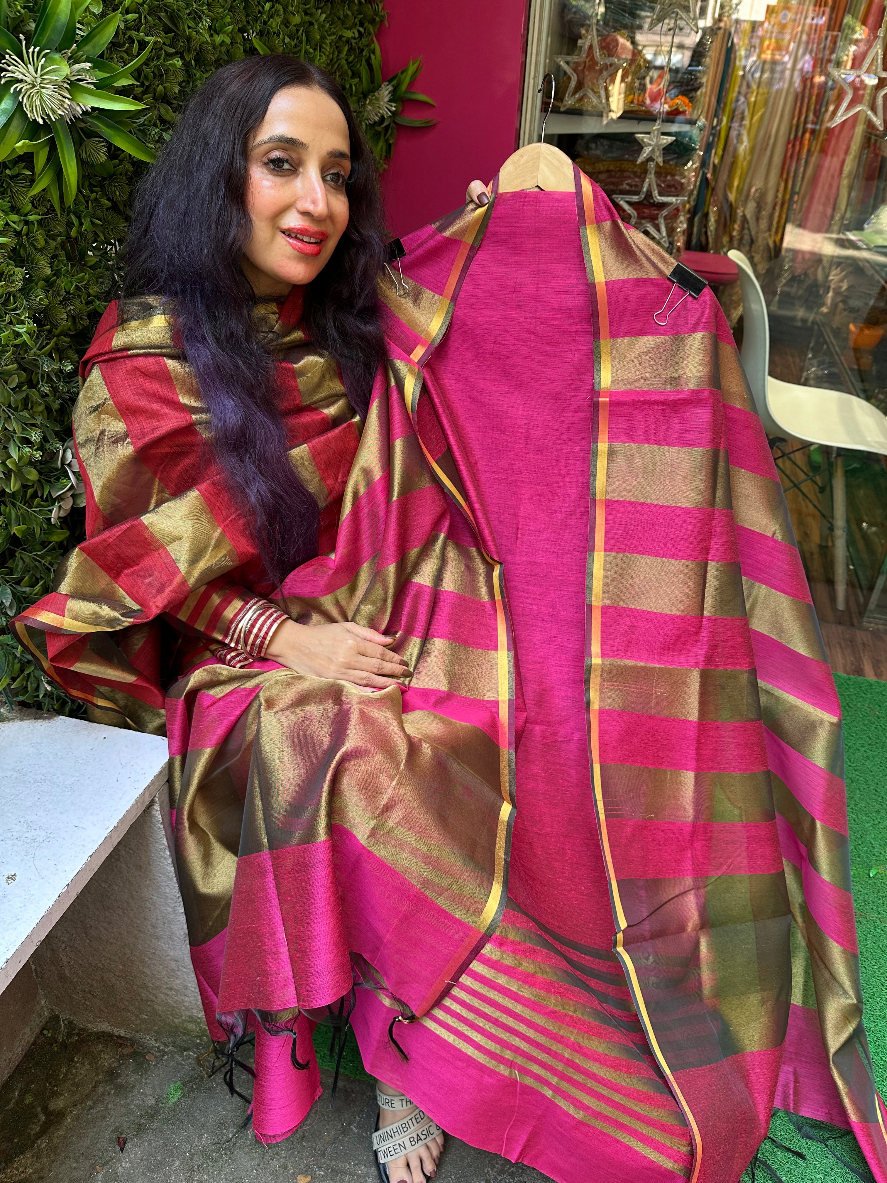 Chanderi Silk Designer Border Suit