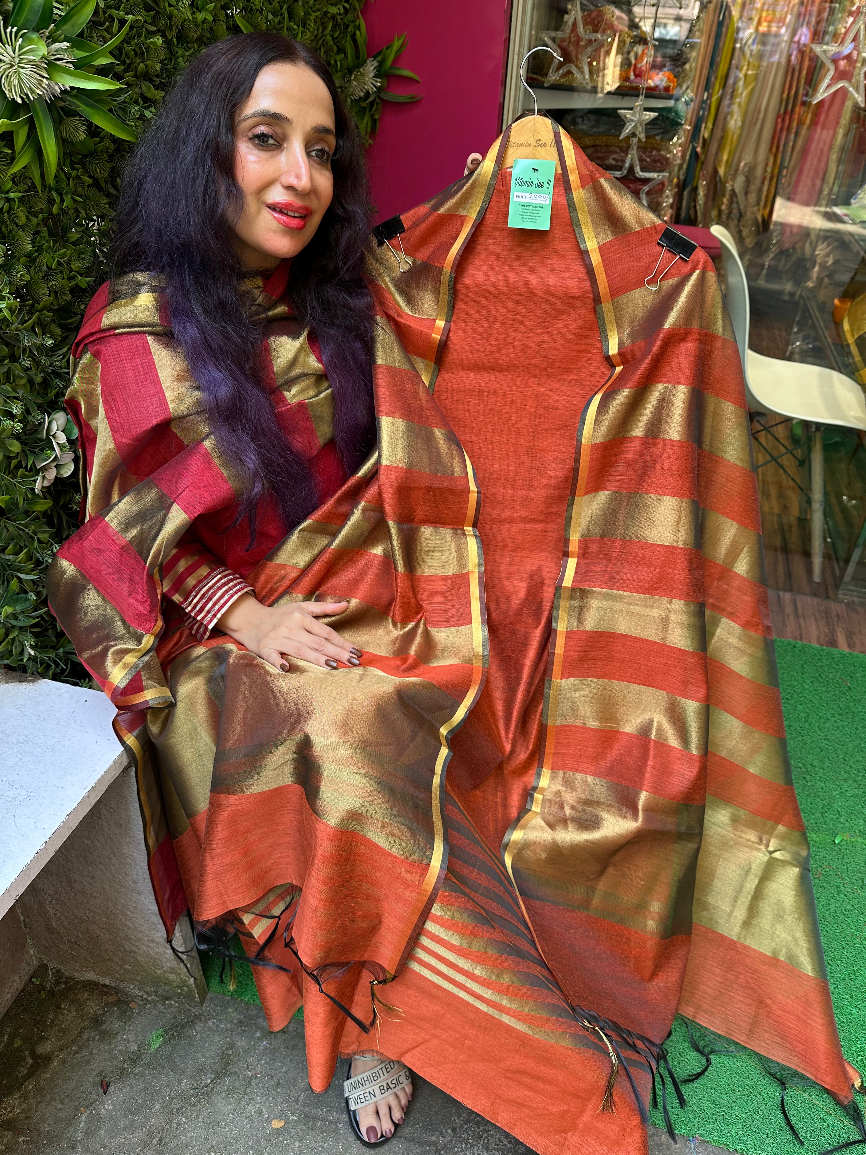 Chanderi Silk Designer Border Suit
