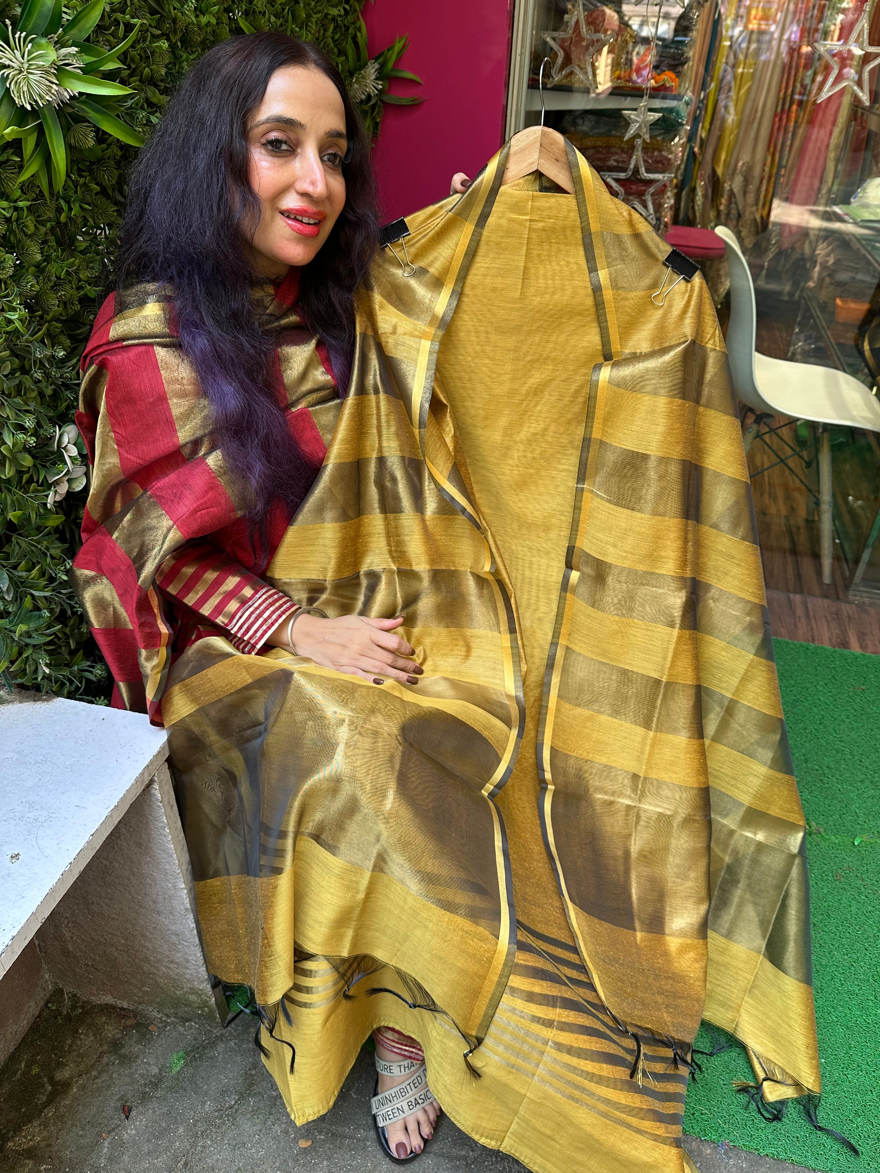 Chanderi Silk Designer Border Suit