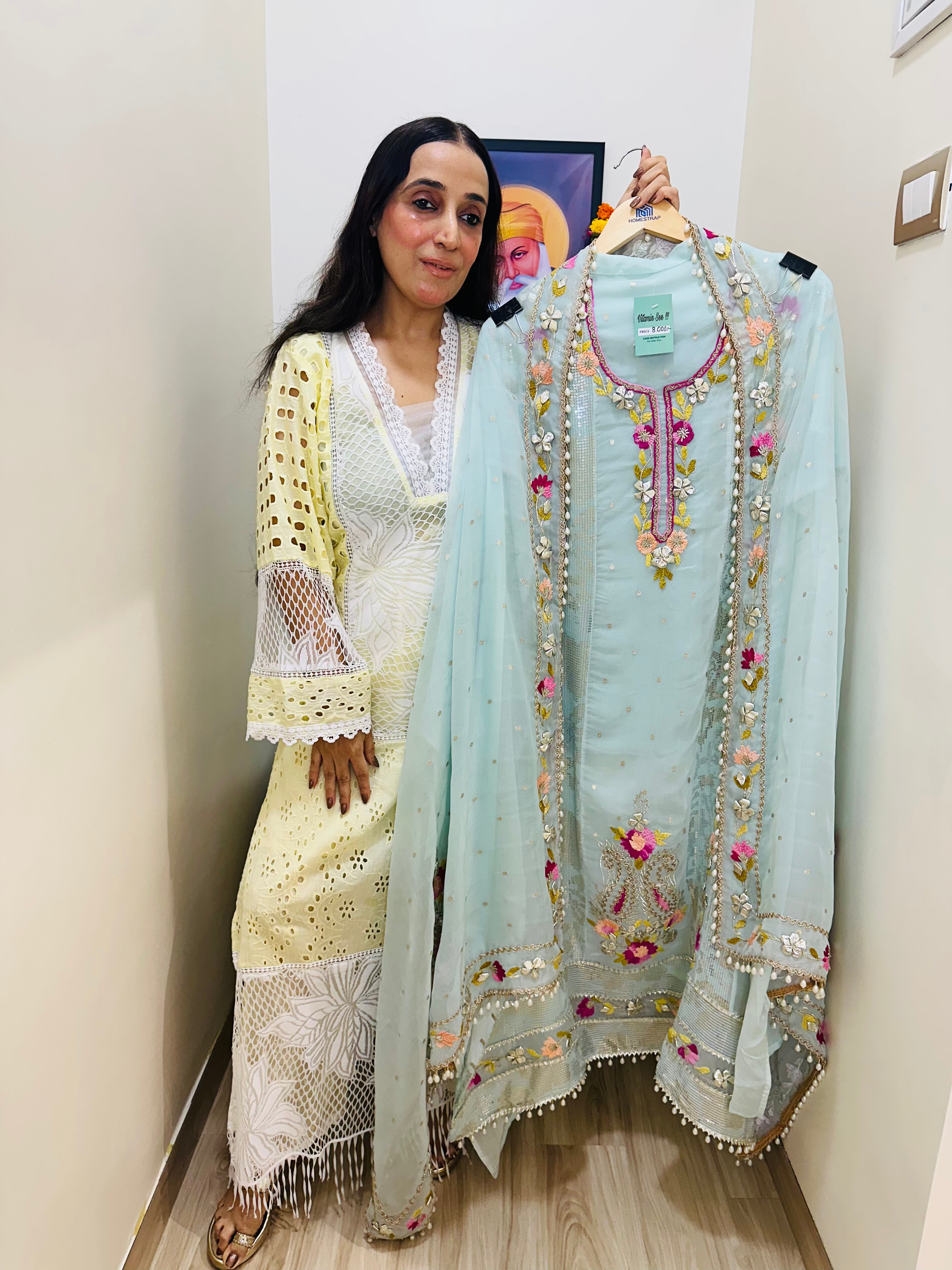 UNSTITCHED PURE SOFT ORGANZA HANDWORK SUITS.
