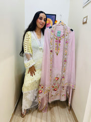 UNSTITCHED PURE SOFT ORGANZA HANDWORK SUITS.
