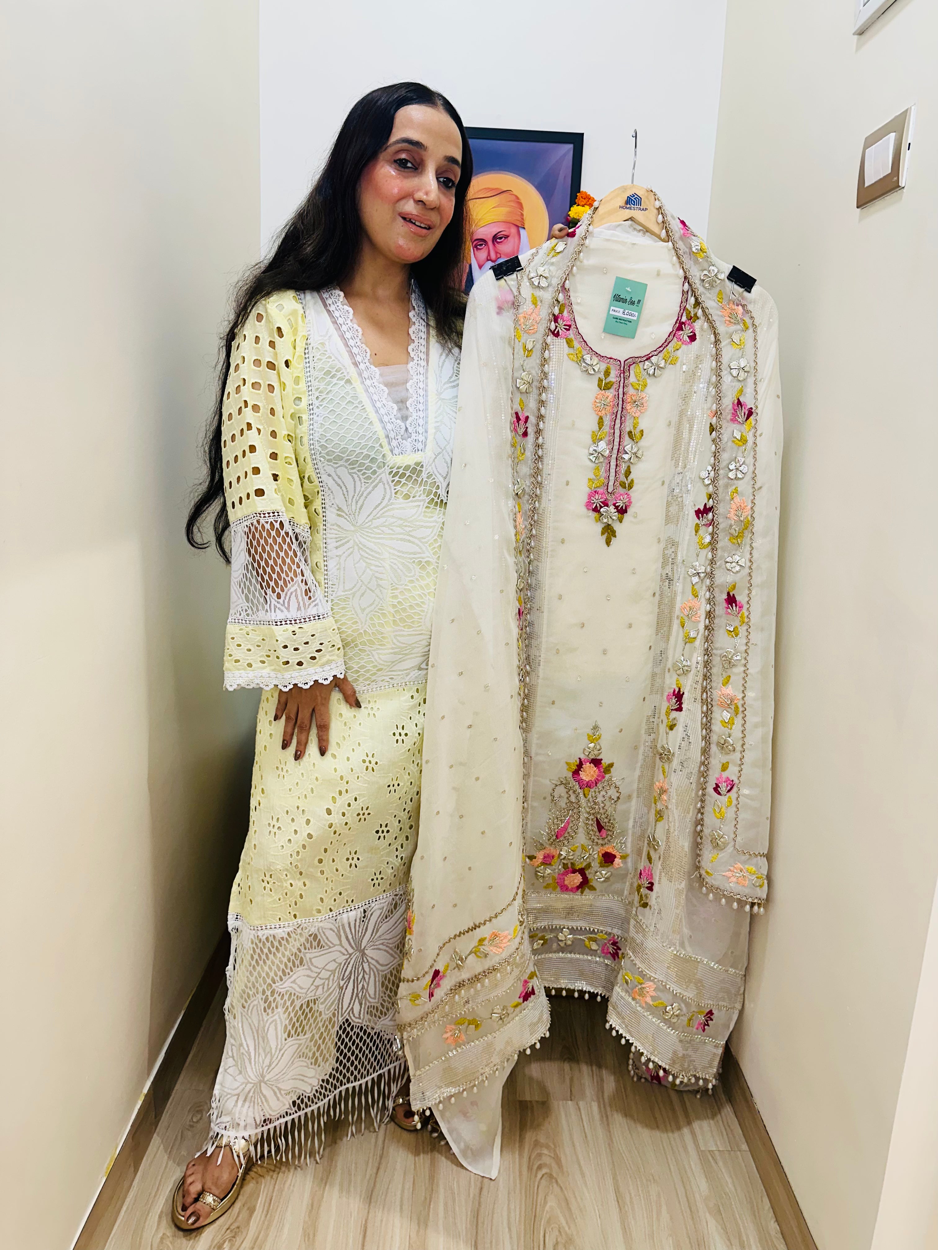 UNSTITCHED PURE SOFT ORGANZA HANDWORK SUITS.