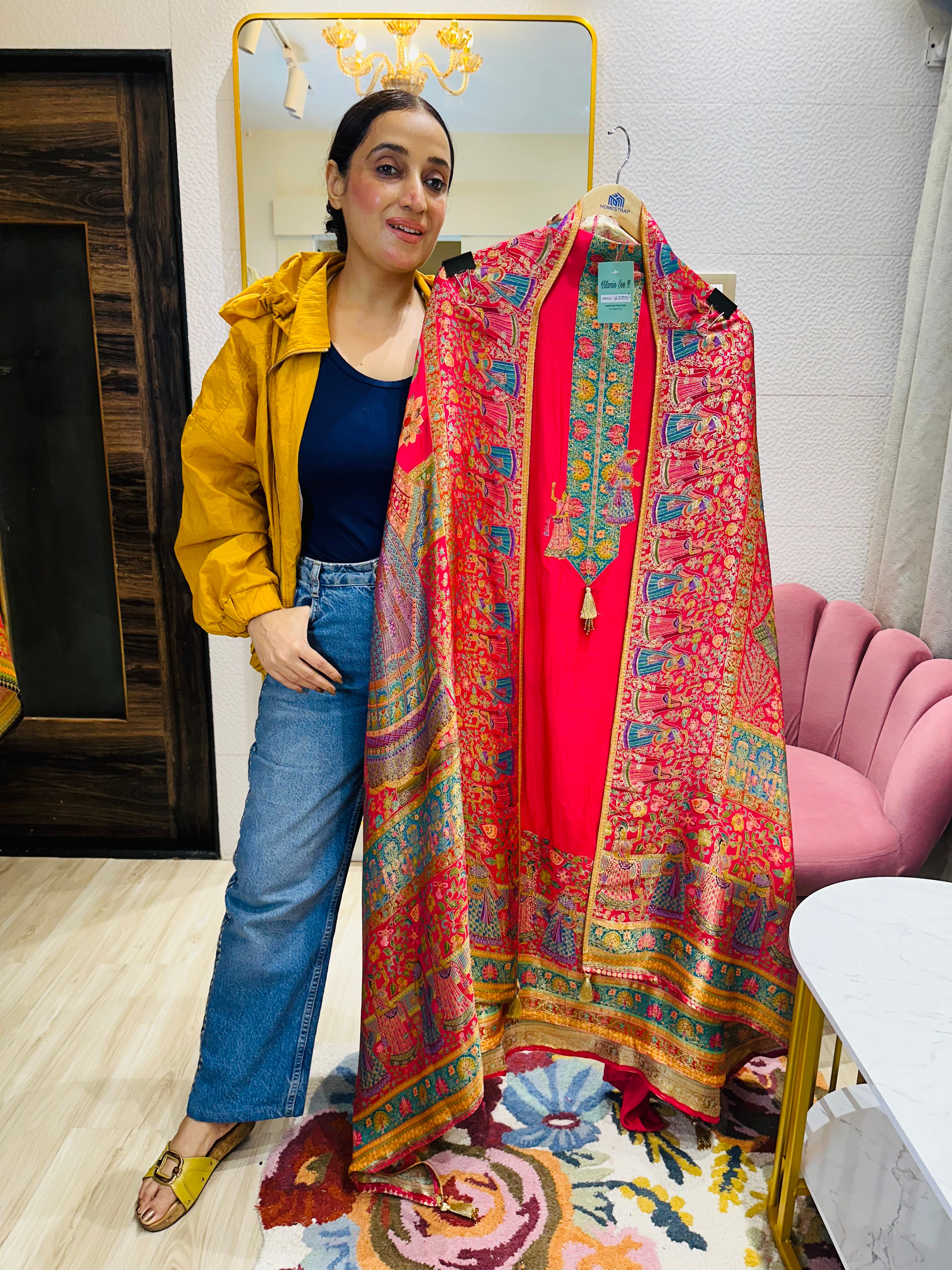 UNSTITCHED PURE OPADA SILK PICHWAI SUITS.