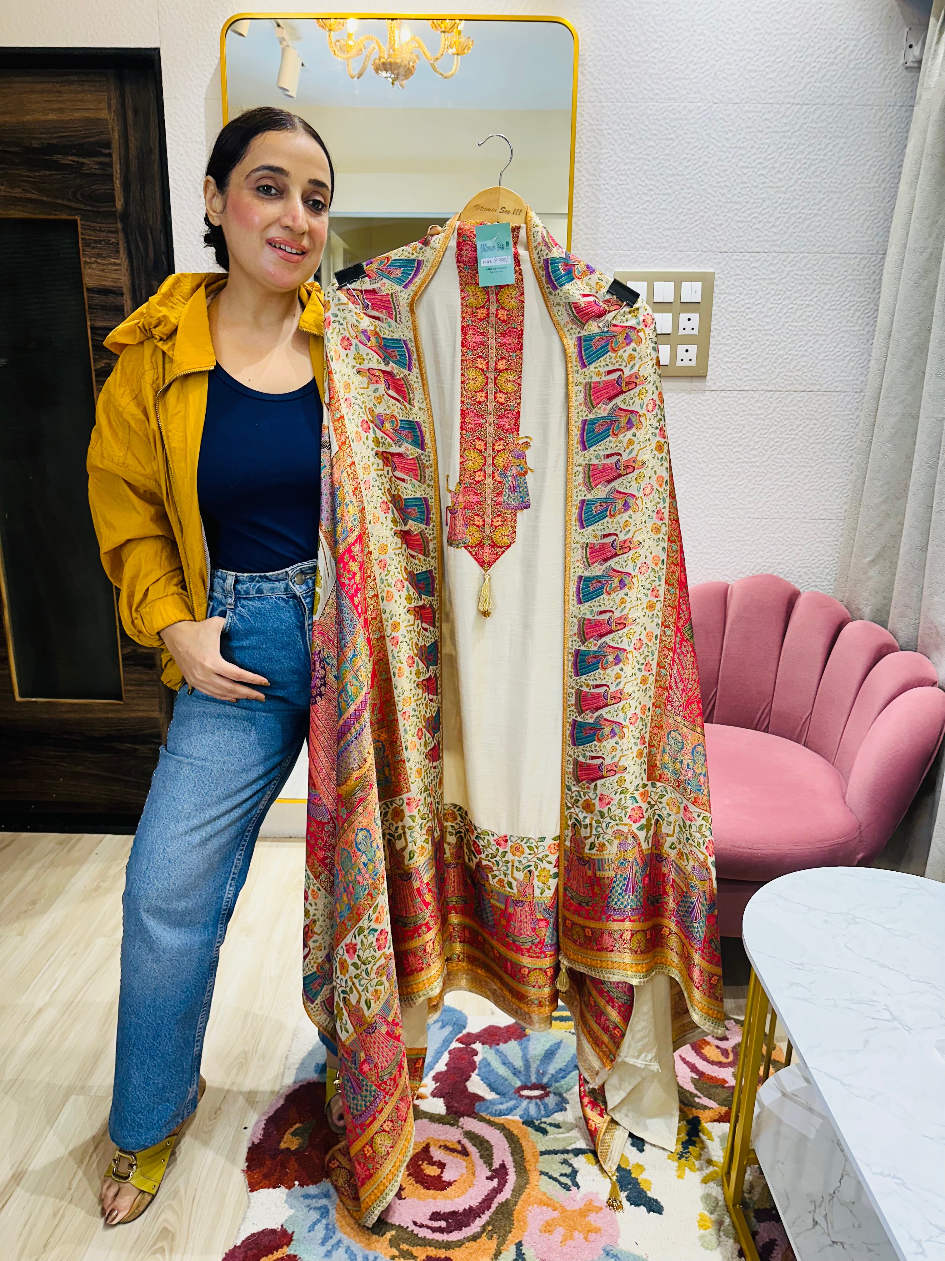 UNSTITCHED PURE OPADA SILK PICHWAI SUITS.