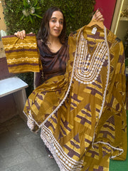 Unstitched PURE MULMUL COTTON AFGHANI PRINTS WITH LACES.