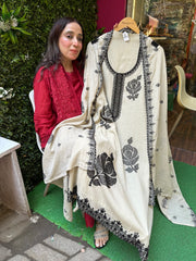 Unstitched PURE DESIGNER MULMUL HANDWORK SUITS.