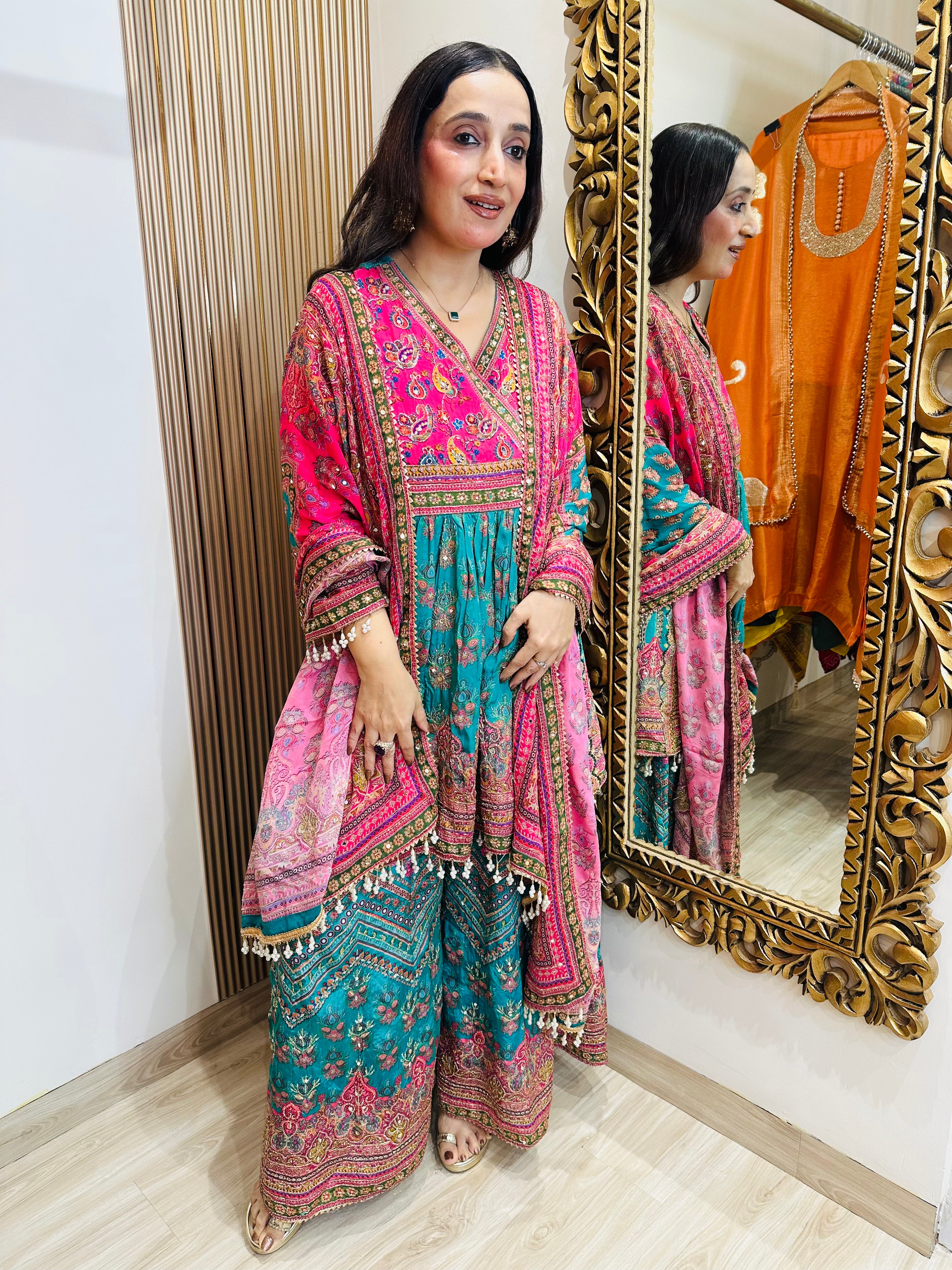 PURE CHINON STITCHED SHARARA SETS.