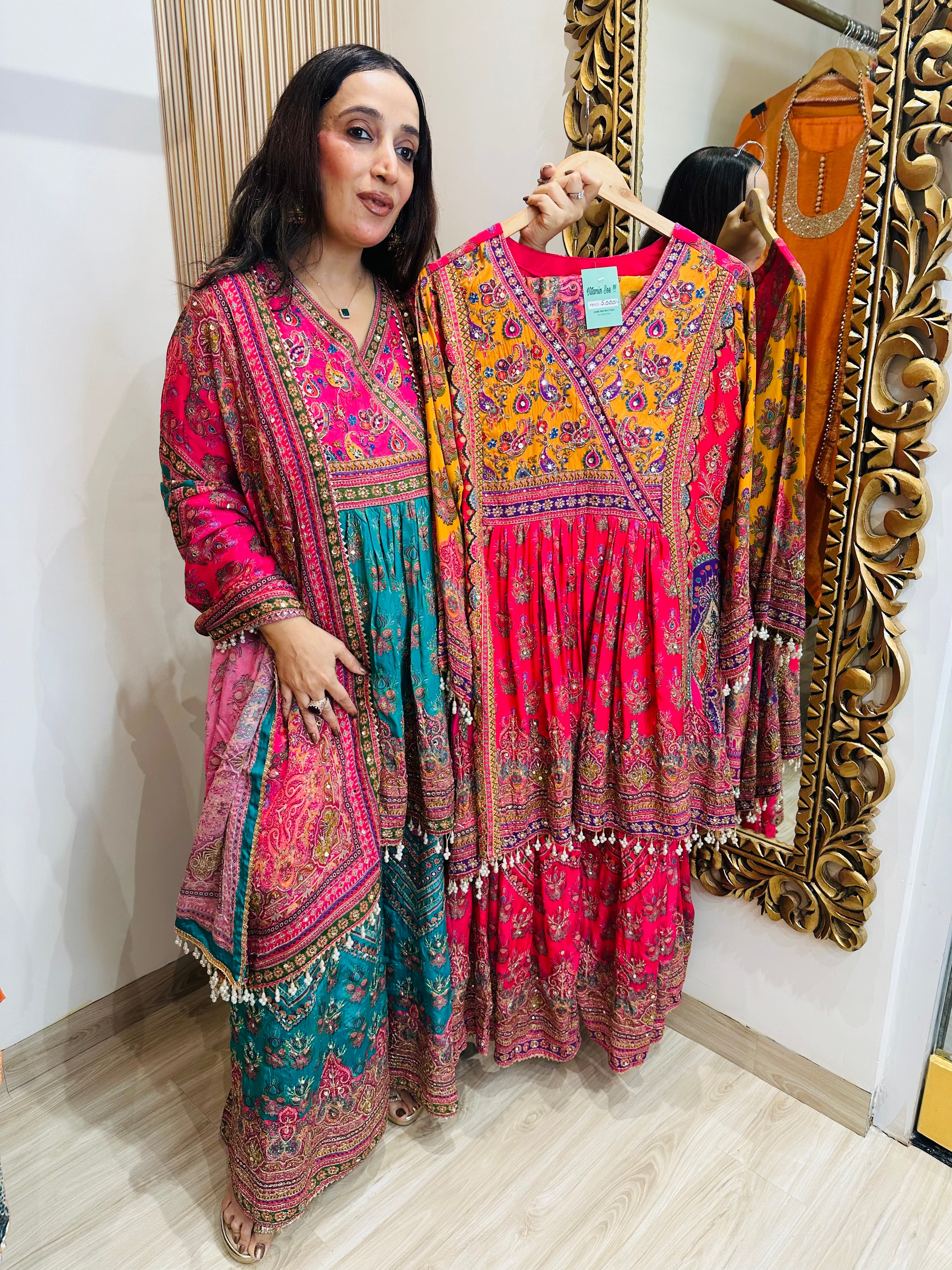PURE CHINON STITCHED SHARARA SETS.