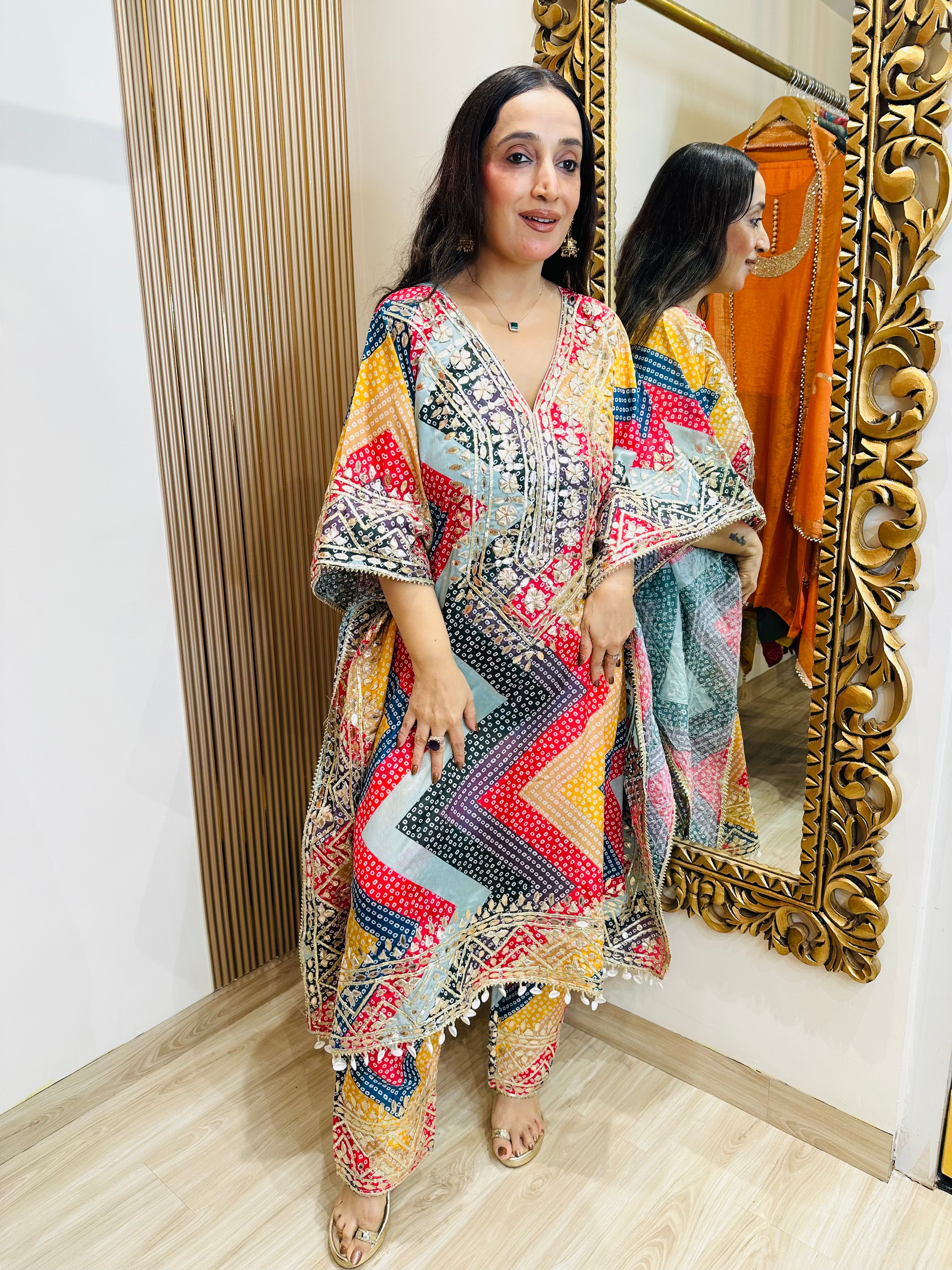 PURE CREPE STITCHED GOTTA WORK KAFTAN SETS.