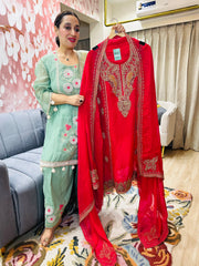UNSTITCHED PURE ORGANZA ANTIQUE WORK SUITS.