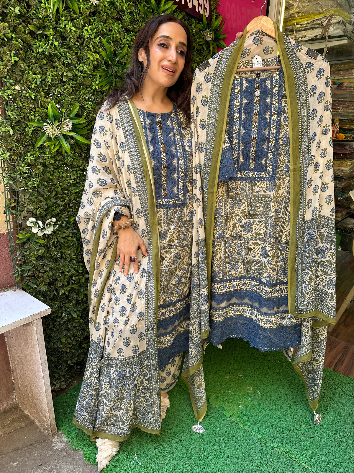 STITCHED PURE COTTON VINTAGE PRINTING SUITS WITH LACES.