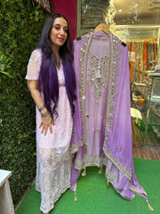 Pastel Pure Tissue Organza Original Mirror Work Suit