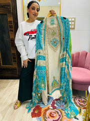 UNSTITCHED PURE TISSUE ORGANZA SUITS.