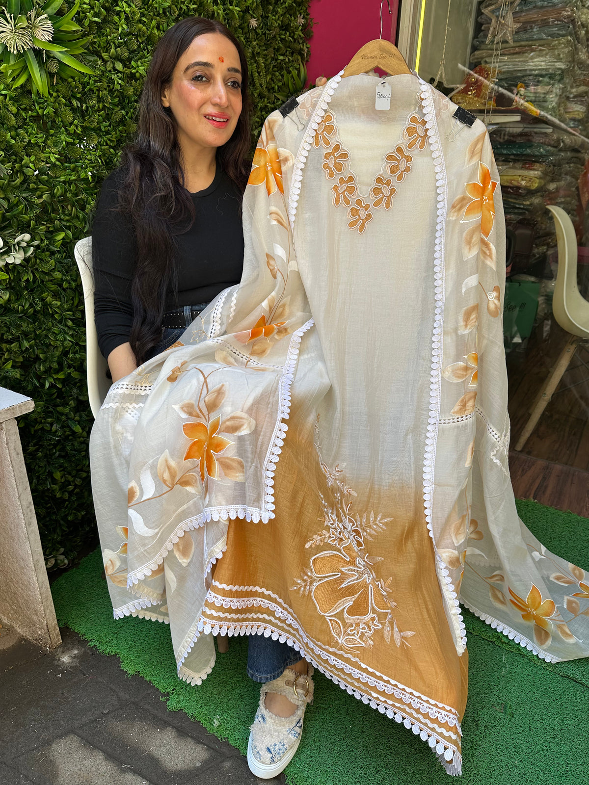 Unstitched PURE DESIGNER MULMUL HANDWORK SUITS.