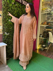 STITCHED PURE TISSUE ORGANZA HANDWORK SUITS.