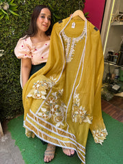 Unstitched PURE DESIGNER MULMUL HANDWORK SUITS.