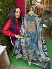 Unstitched Pure Shimmer Silk Embroidered Suit Set