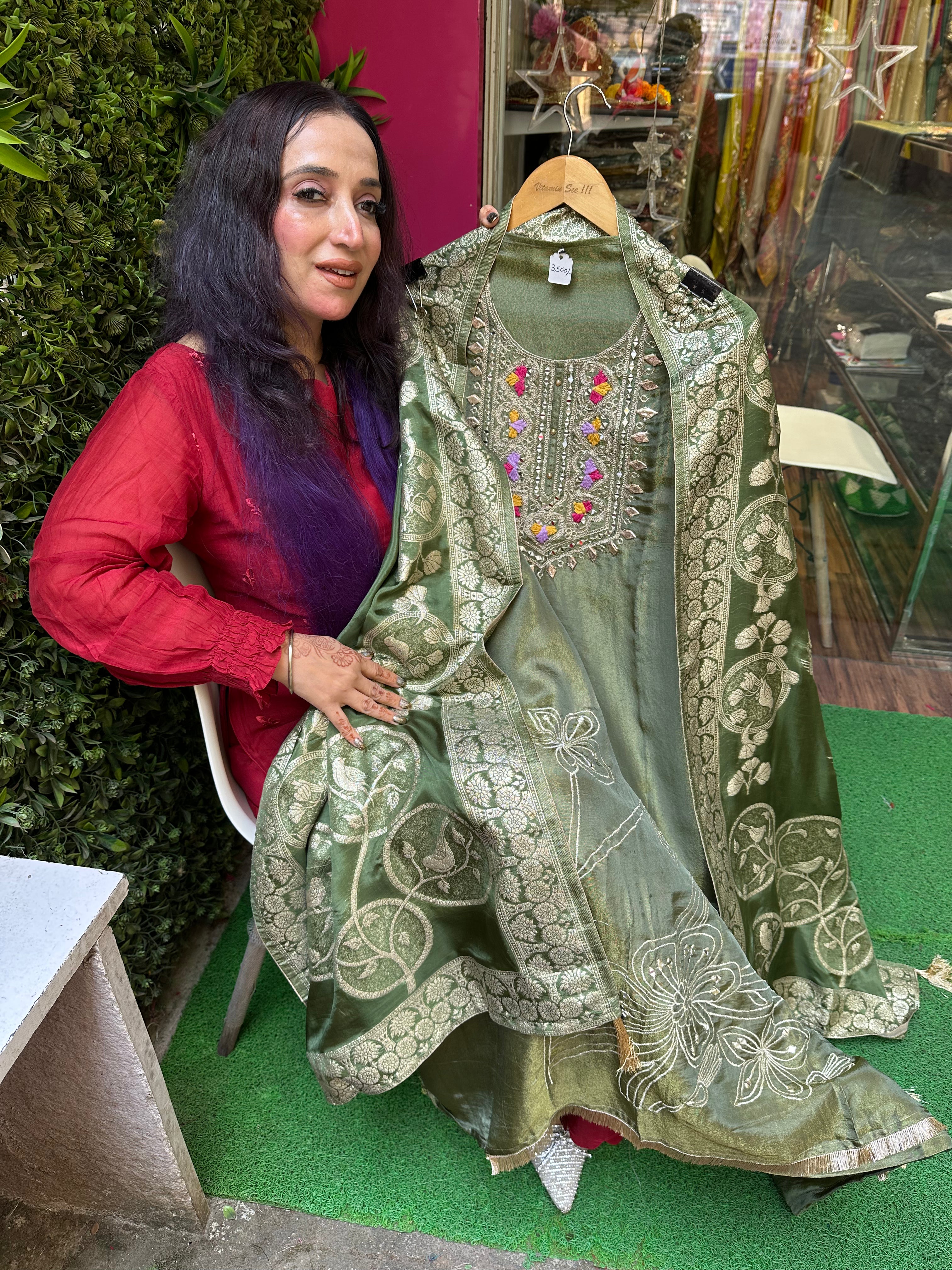 Unstitched Pure Shimmer Silk Embroidered Suit Set