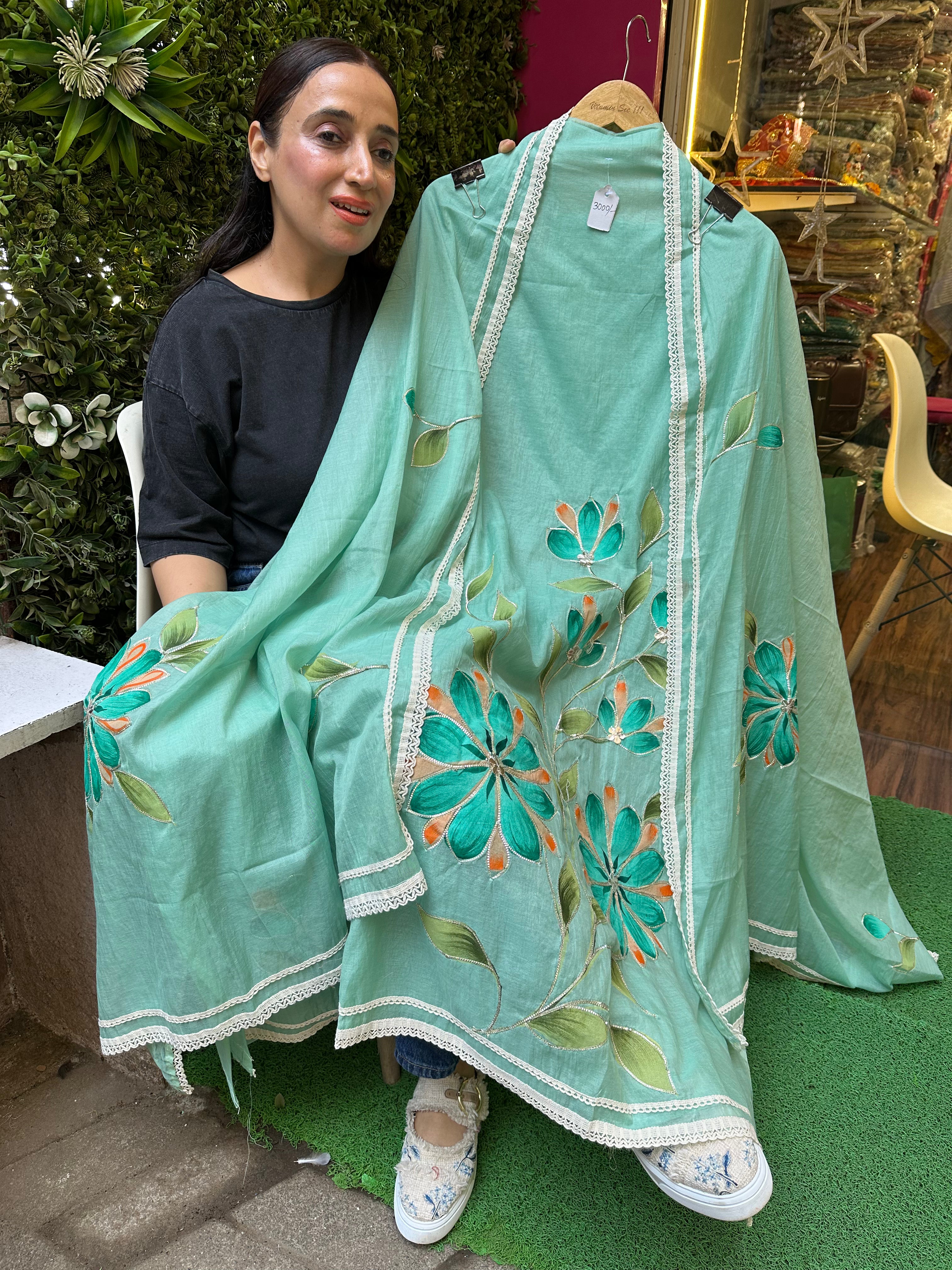 Unstitched PURE MULMUL BRUSH PAINTING SUITS.