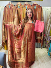 UNSTITCHED PURE SILK MEENAKARI WEAVING SUITS.