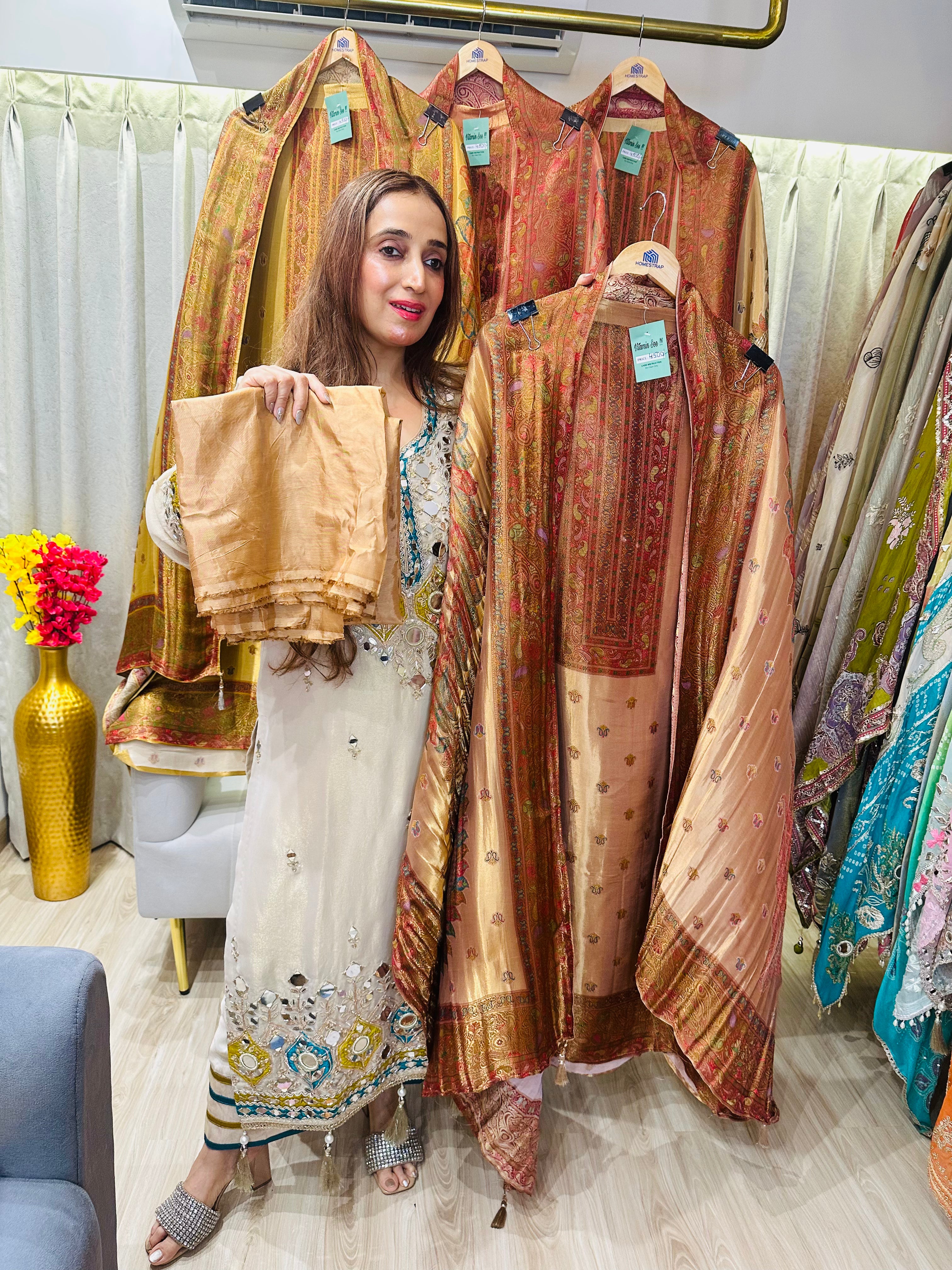 UNSTITCHED PURE SILK MEENAKARI WEAVING SUITS.