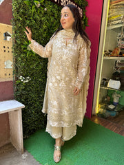 STITCHED PURE MULMUL CHANDERI HANDWORK SUITS.