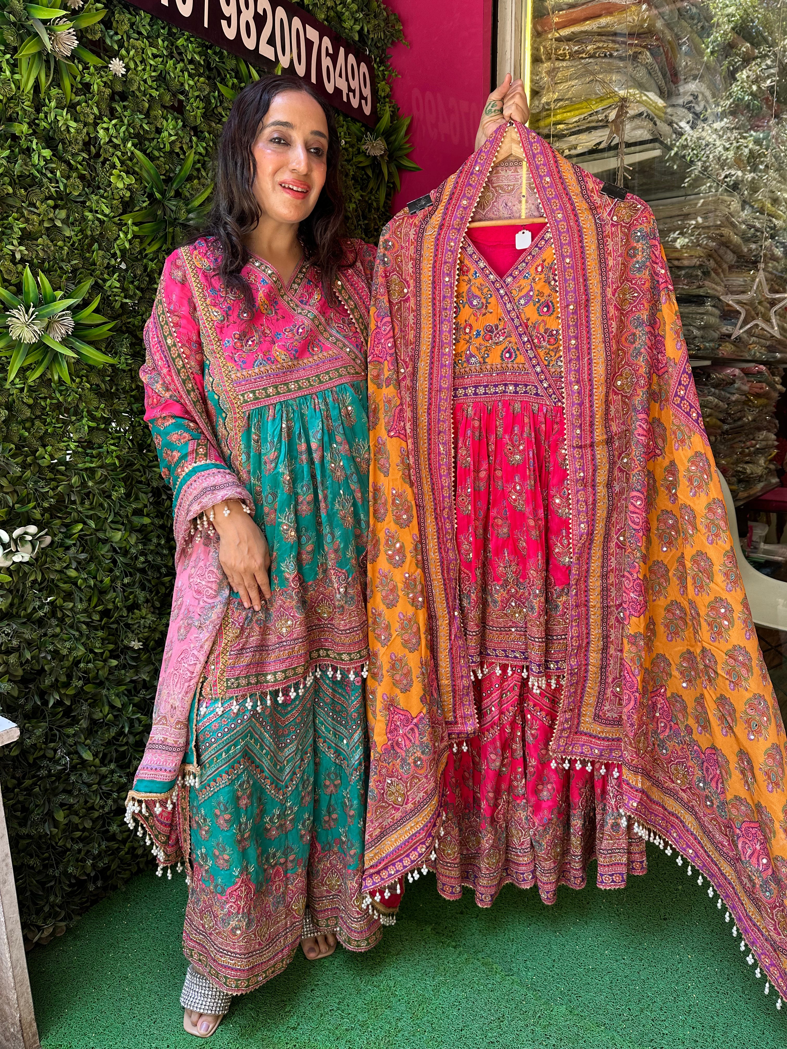 STITCHED PURE CREPE SHARARA SETS.