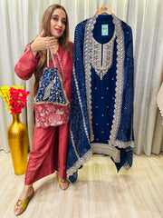 UNSTITCHED PURE SILK SUITS WITH ANTIQUE WORK WITH BEAUTIFUL POTLIS