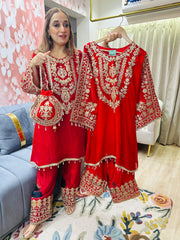 STITCHED PURE SILK CHOGA SETS WITH ZARDOZI WORK WITH BEAUTIFUL POTLIS