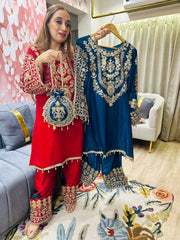STITCHED PURE SILK CHOGA SETS WITH ZARDOZI WORK WITH BEAUTIFUL POTLIS