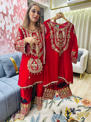 STITCHED PURE SILK CHOGA SETS WITH ZARDOZI WORK WITH BEAUTIFUL POTLIS